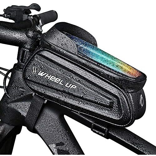 PROBEROS Cycle Frame Bag, Bicycle Storage Bag with 6.5   Waterproof TPU Touch Screen & Double Zipper Design, Cycle Mobile Holder Bag for All Phones Upto 6.5 Inches Cycle Accessories(Black-12)