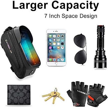 PROBEROS Cycle Frame Bag, Bicycle Storage Bag with 6.5   Waterproof TPU Touch Screen & Double Zipper Design, Cycle Mobile Holder Bag for All Phones Upto 6.5 Inches Cycle Accessories(Black-12)