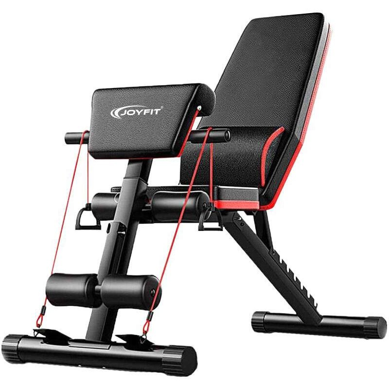 JoyFit 7-In-1 Adjustable Weight Bench With Foldable Flat/Incline/Decline Levels And Priest Pad For Chest, Arm, And Core Workout At Home And Gym By Men And Women (1 Pc) (Black), 150 KG
