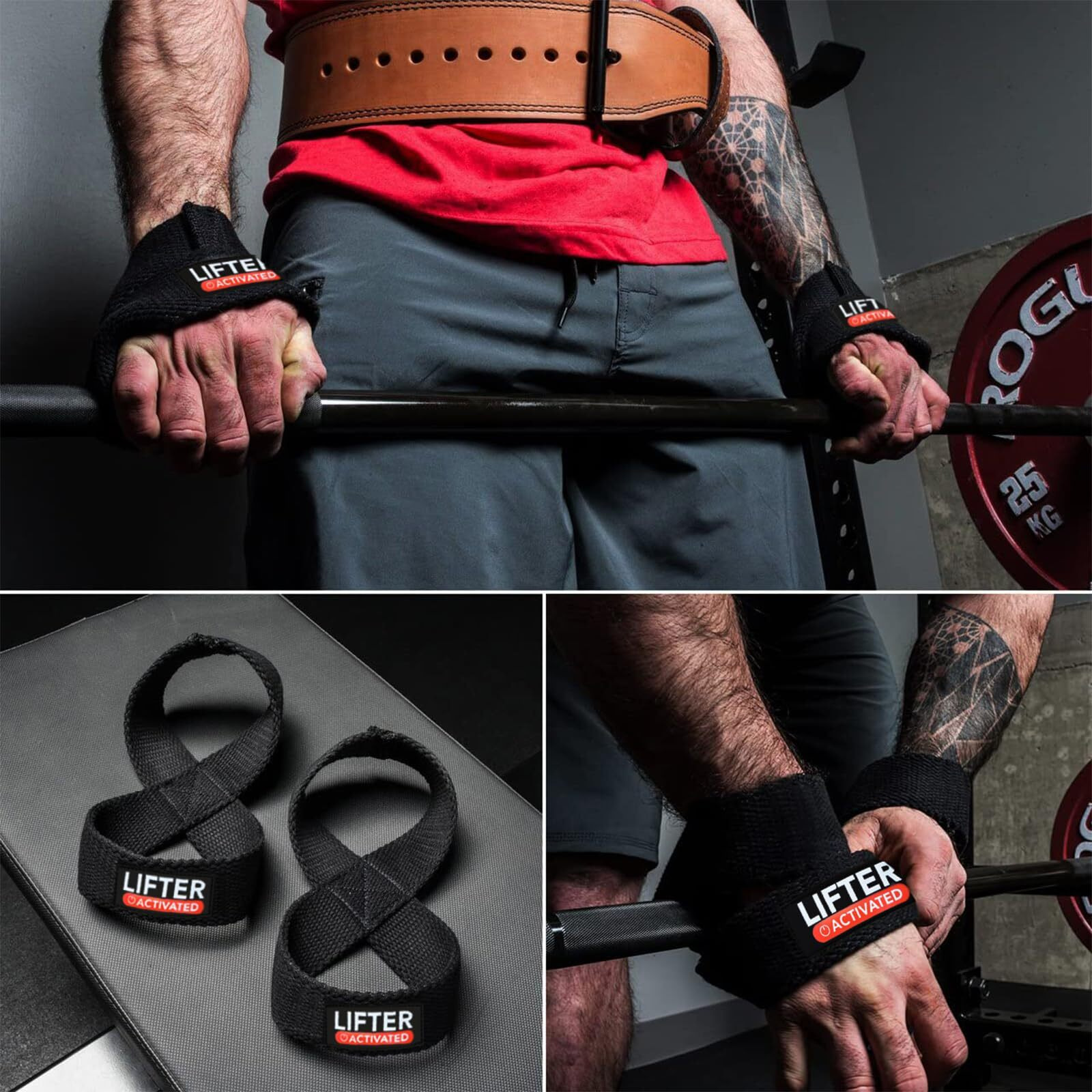 EasyHealth Slip Resistant Deadlift Straps For Gym Figure 8 Lifting Straps Gym Straps For Weightlifting Wrist Support For Gym Men With Soft Paddings And Better Grip For Powerlifting, Deadlift, Strength Training