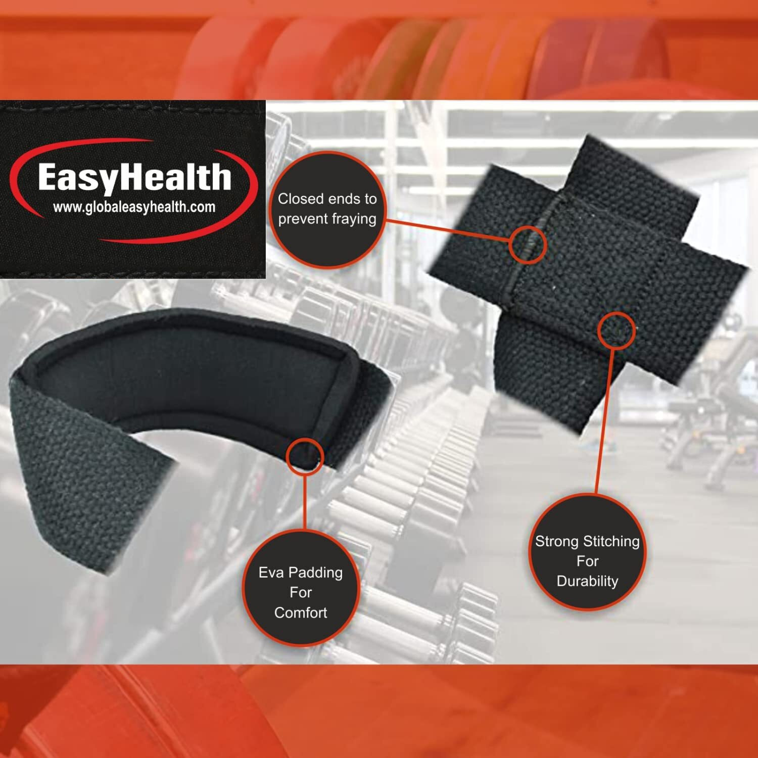 EasyHealth Slip Resistant Deadlift Straps For Gym Figure 8 Lifting Straps Gym Straps For Weightlifting Wrist Support For Gym Men With Soft Paddings And Better Grip For Powerlifting, Deadlift, Strength Training