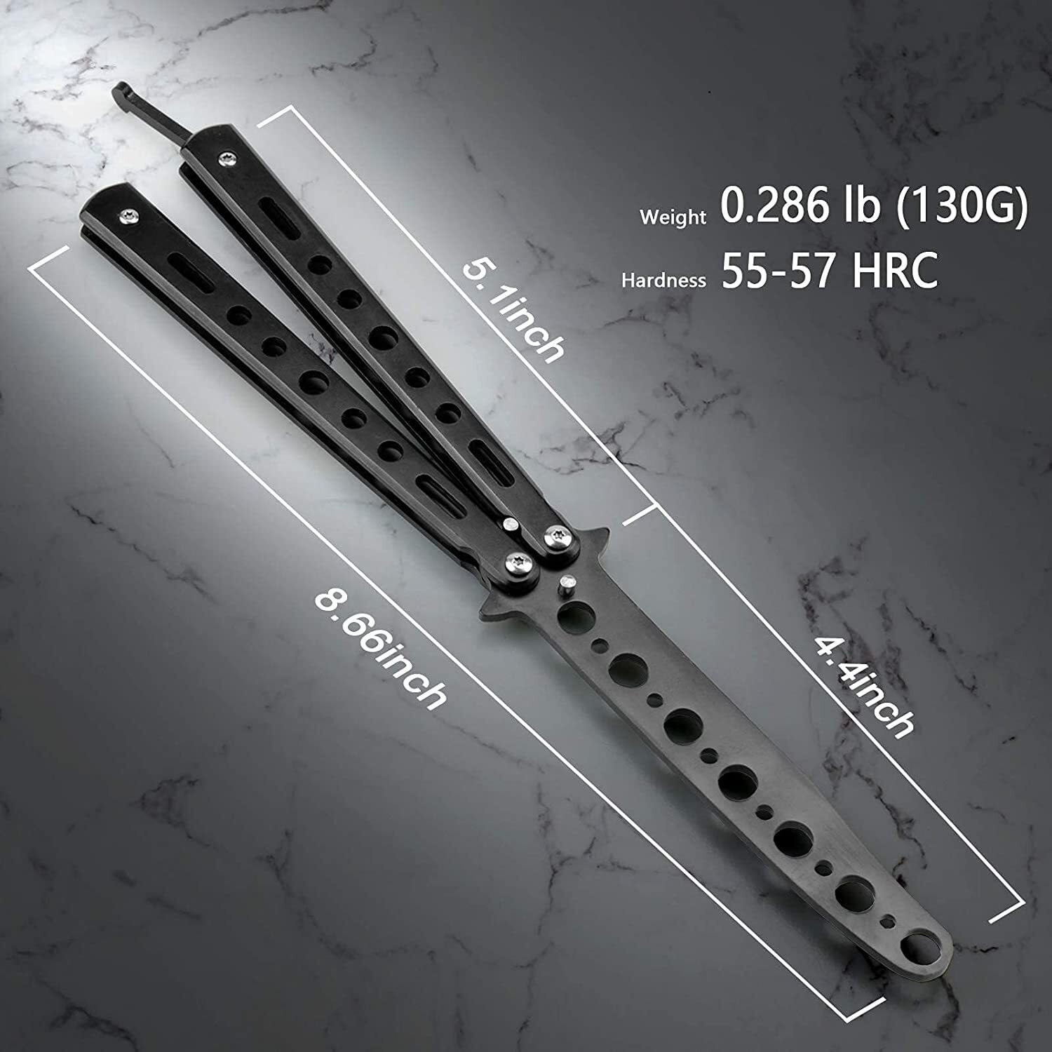 HEAVY DRIVER Butterfly Knives Trainer with O-Ring Latch for Beginner, Balisong Trainer with Unsharpened Blade for Practicing Flipping Tricks, Stainless Steel Pocket Tool (Black)