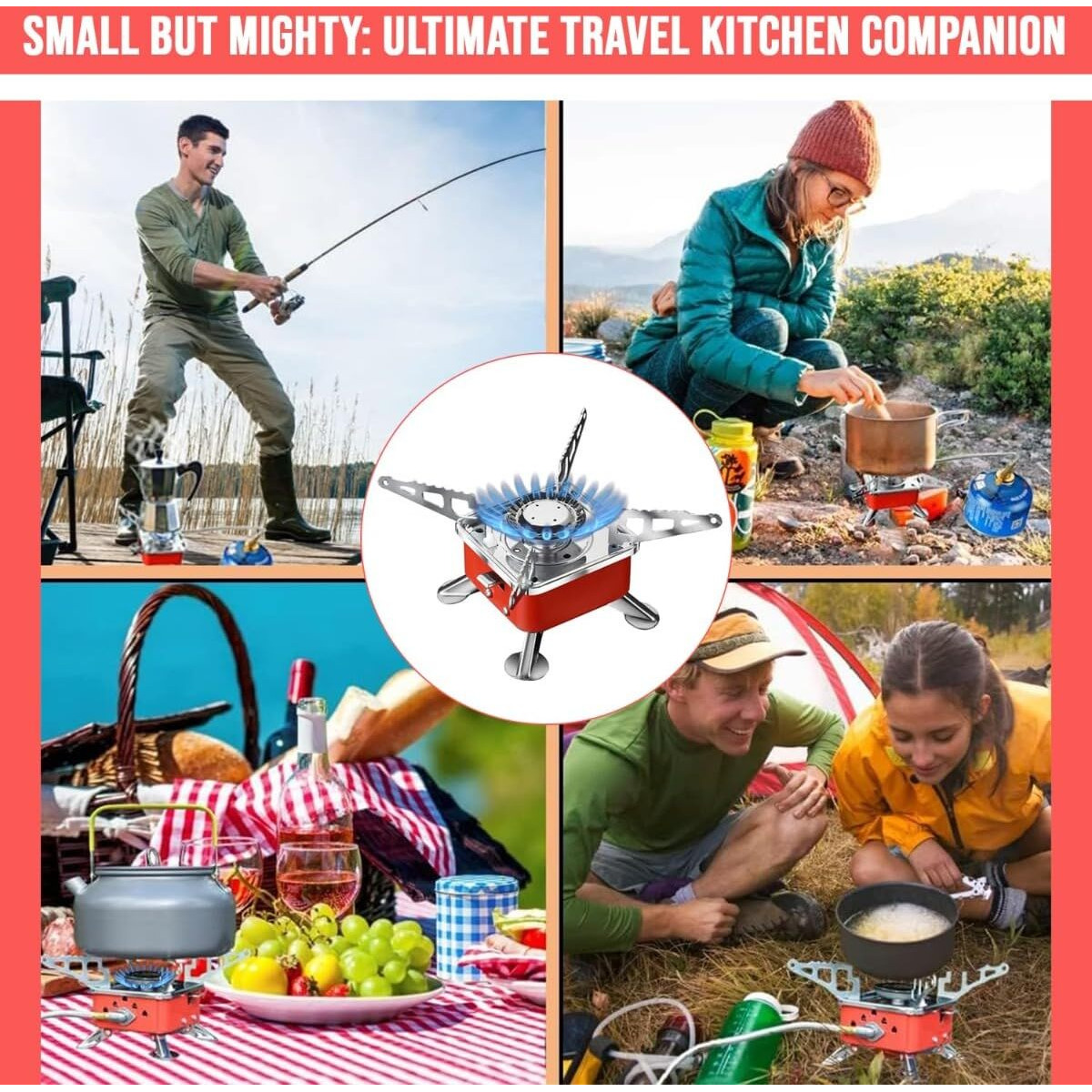 Gadget Deals- camping gas stove - Outdoor Stove | camping stove - 2800W- Ultra Light Folding Picnic Cooking Gas Burners Folding Stove With Storage Bag - Emergencey stove