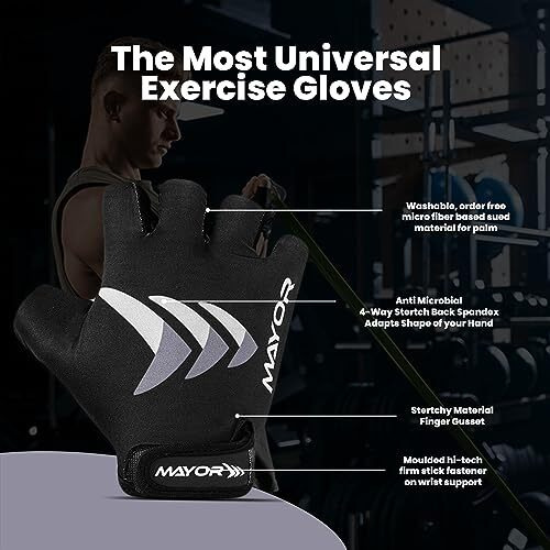 Mayor Lycra Freedom Gym&Fitness Gloves For Men&Women, Gym Workout Gloves, Gloves For Gym, Weightlifting Gloves, Gym Accessories Men (Grey/Black), One Size