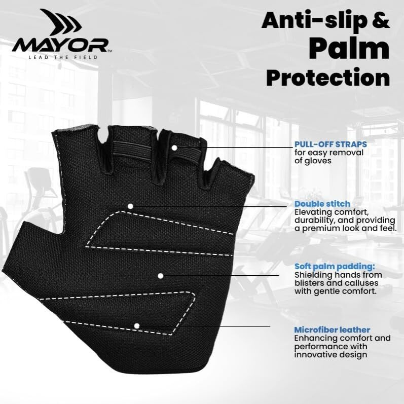 Mayor Lycra Freedom Gym&Fitness Gloves For Men&Women, Gym Workout Gloves, Gloves For Gym, Weightlifting Gloves, Gym Accessories Men (Grey/Black), One Size