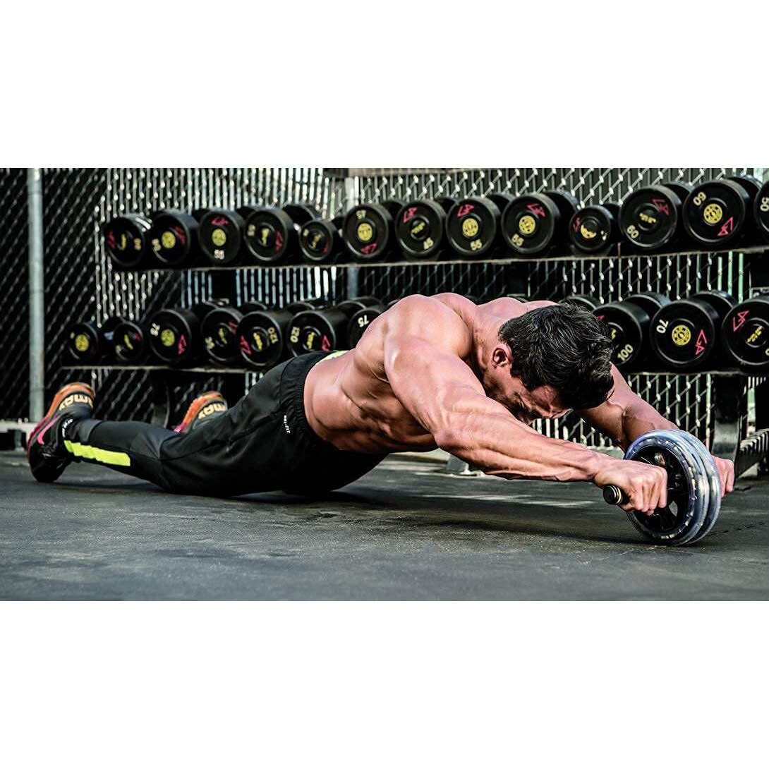 Gadget Deals Anti Skid Double Wheel- AB Roller -for Abdominal Stomach - ab excersice equipment - abs workout equipment -with Knee Mat ab excerciser Steel Handle- ab roller for men - ab roller wheel