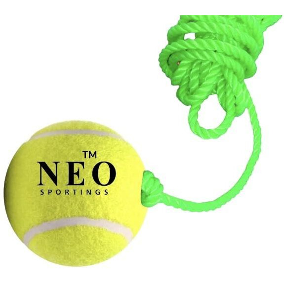 Neo Soft-Medium Hanging Tennis Ball - 3.5 mtrs Rope (1) - with Two Knots, Nylon, Green
