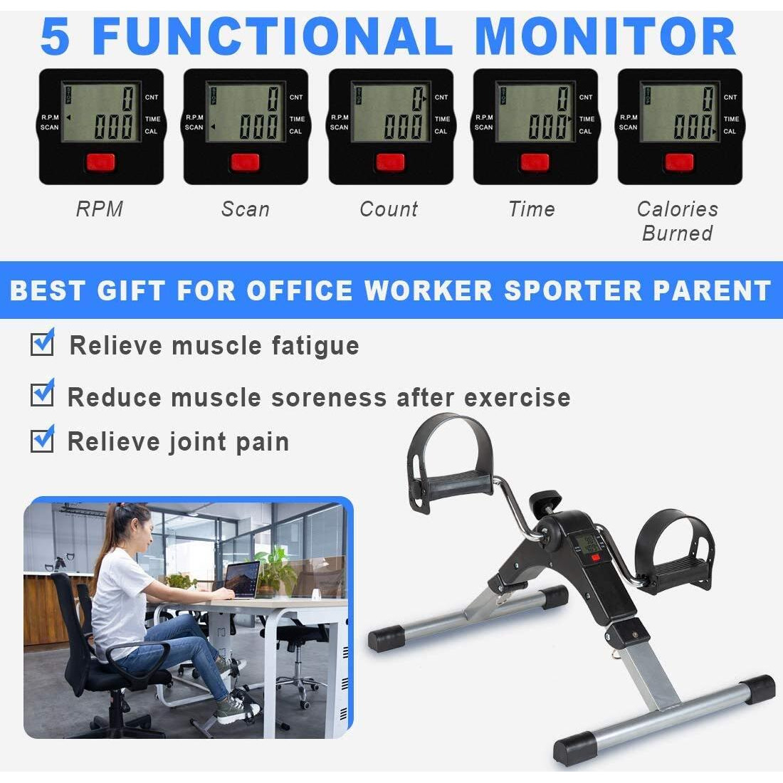 Inditradition Sitting Exercise Pedal Fitness Bike Cycle with Digital LCD Display & Resistance Knob | Arm & Leg Exerciser Machine (Black/Silver, 50 x 38 x 31 CM)