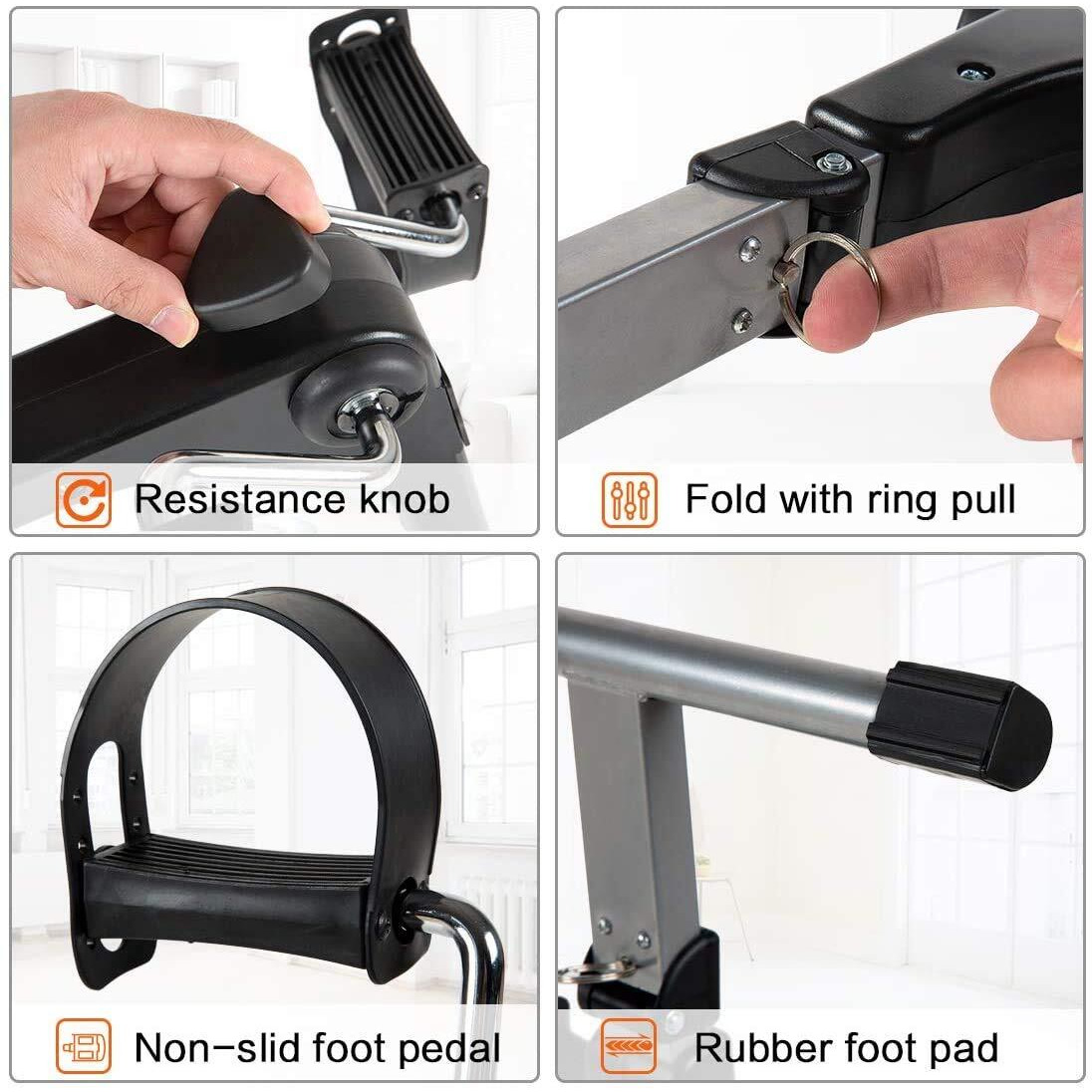Inditradition Sitting Exercise Pedal Fitness Bike Cycle with Digital LCD Display & Resistance Knob | Arm & Leg Exerciser Machine (Black/Silver, 50 x 38 x 31 CM)