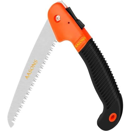 AASONS Folding Pruning Gardening Hand Saw with Secure Lock for Camping, Wood Cutting Tree Branch (Multi-Colored)