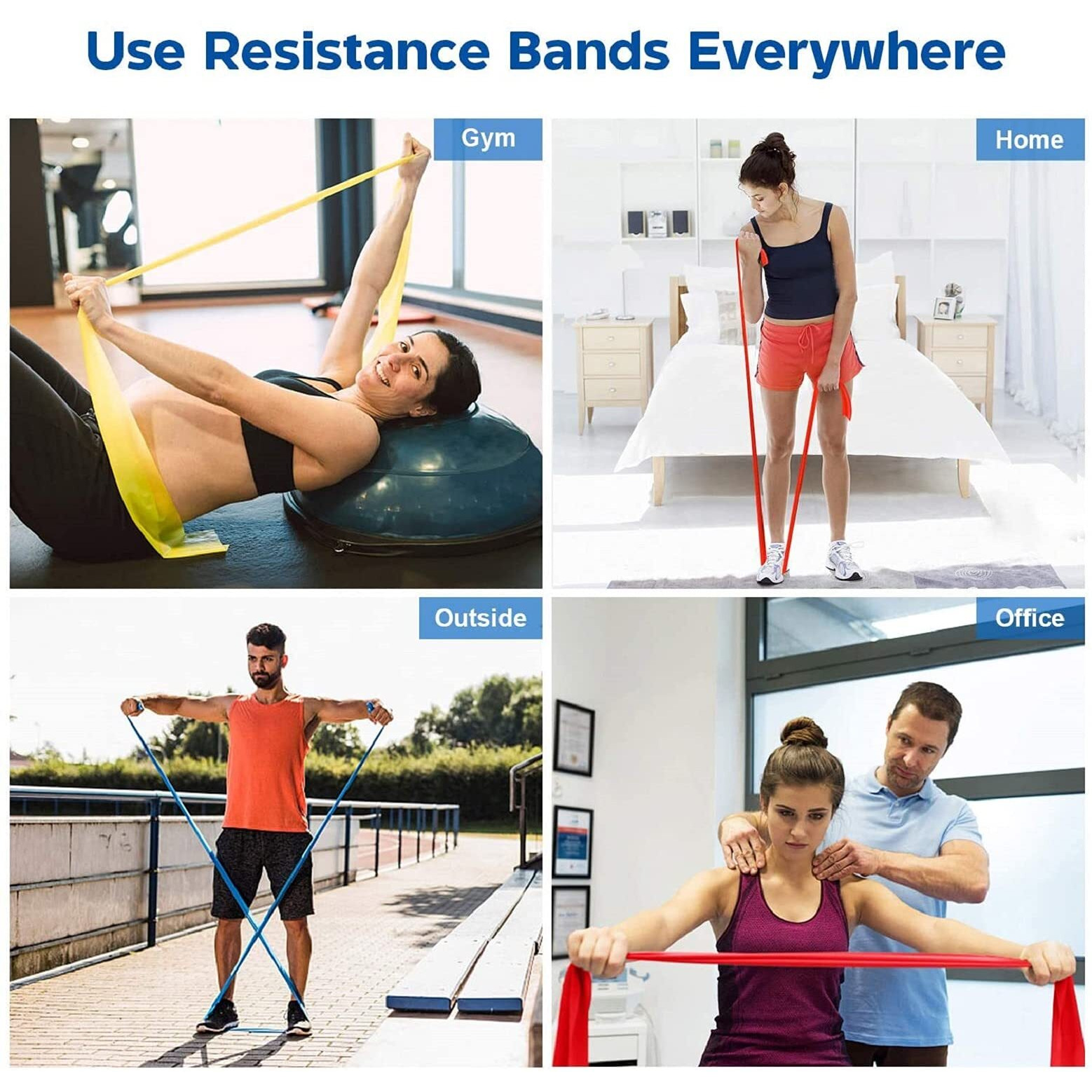 Fitlastics Natural Rubber Resistance Bands For Toning. Strength Training, Stretching, Physical Therapy, Pilates, Yoga Exercises Home Fitness Workouts For Men/Women (3 Bands Set - 6Ft Each)