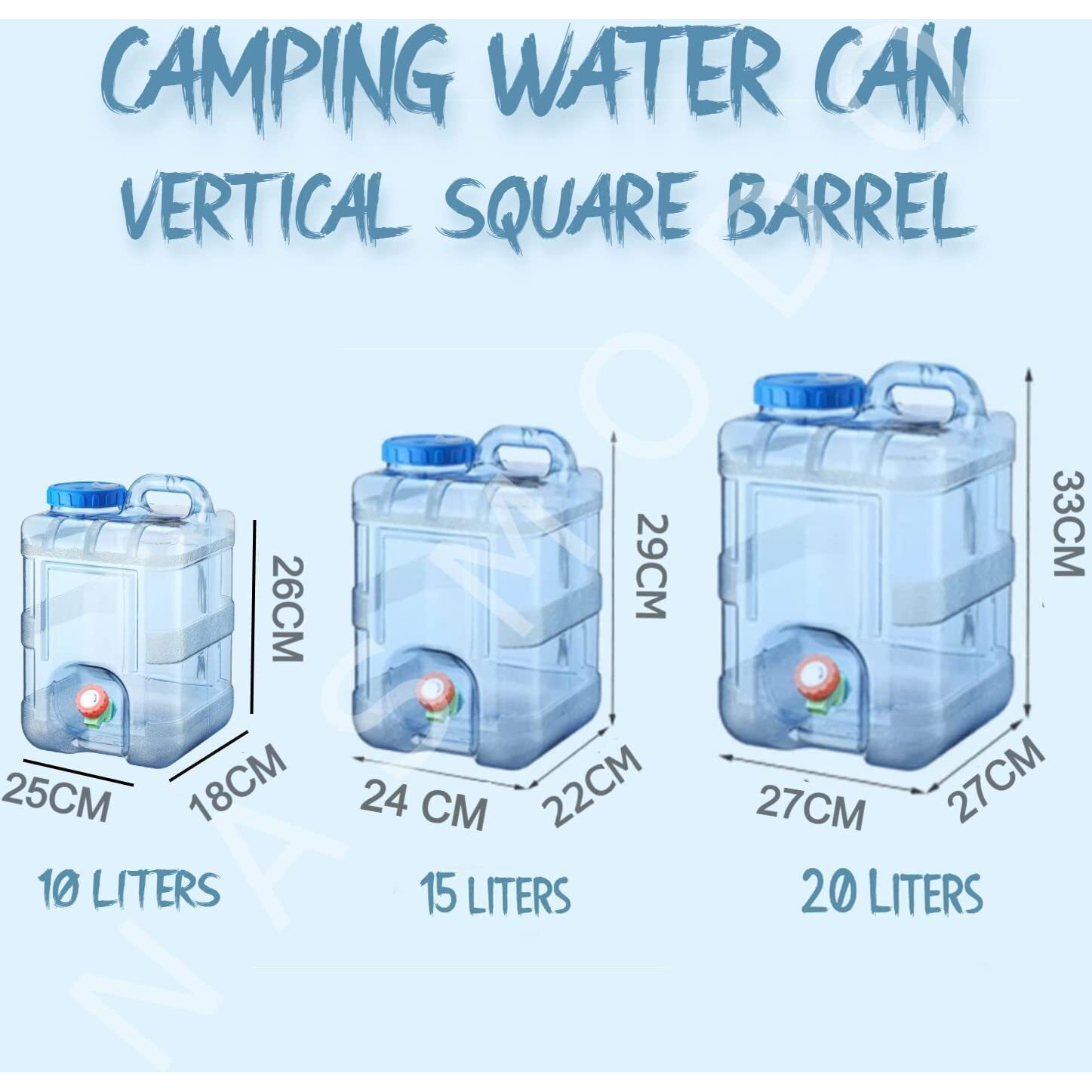 Nasmodo 15 Litre Camping Water Can with Tap Portable Camping Picnic Hiking Camping Water Tank Storage Container for Travelling Water Camper Dispenser Barrel with Faucet(Blue)