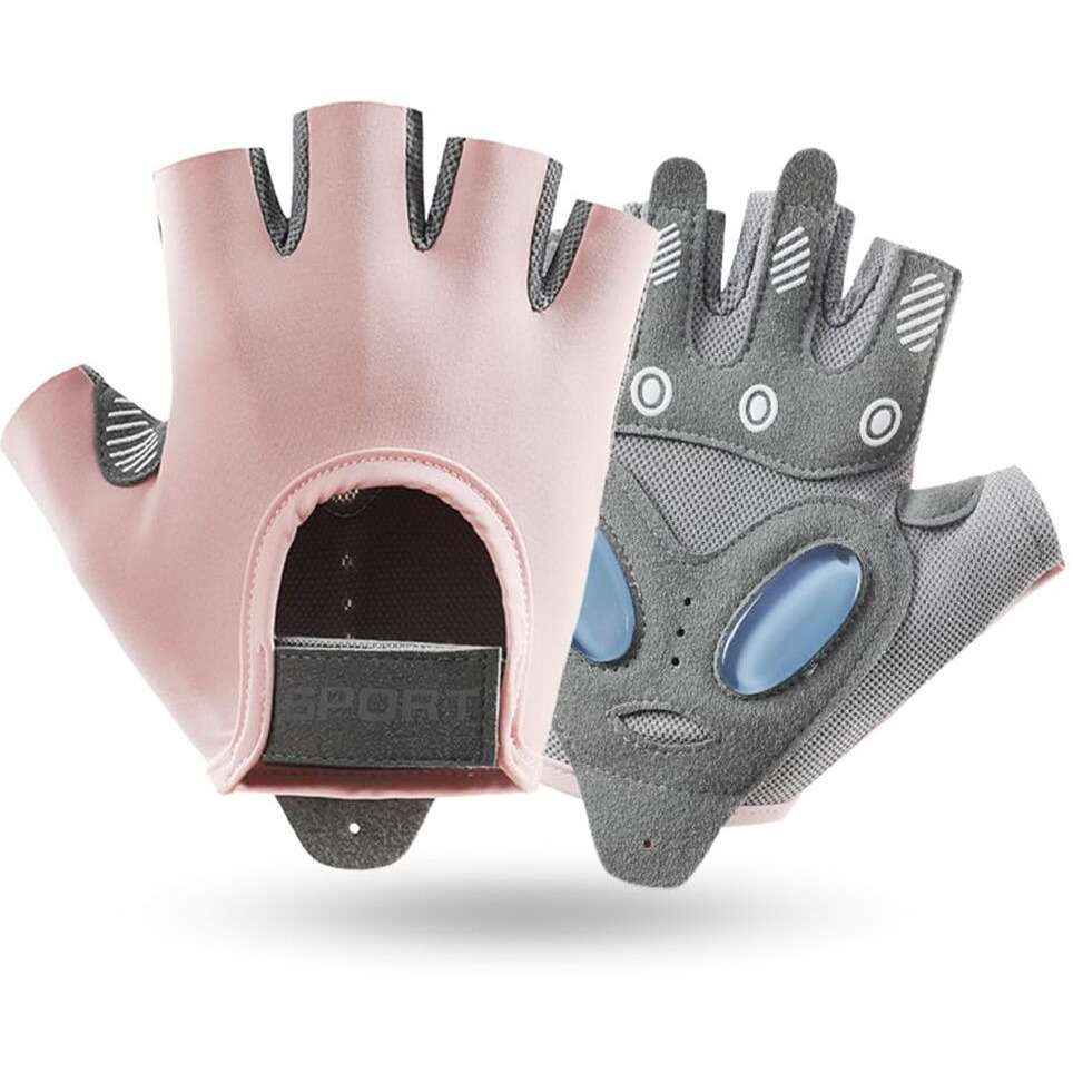 Proberos Women Workout Gloves Women CrossFit Gloves Gym Gloves with Anti Slip Silione Pad Palm Design Compression Fitness Gloves Summer Breathable Fingerless Gym Gloves, M, Pink