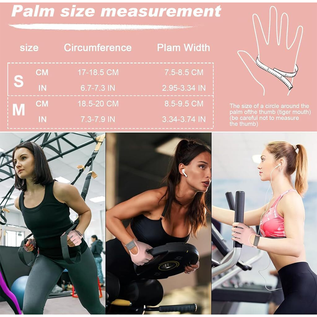 Proberos Women Workout Gloves Women CrossFit Gloves Gym Gloves with Anti Slip Silione Pad Palm Design Compression Fitness Gloves Summer Breathable Fingerless Gym Gloves, M, Pink