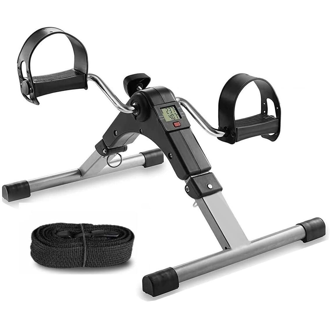 Healthex Pedal Exerciser Mini Cycle Pedaling Exercise Machine I Mini Bike Home Use Adjustable & Foldable I Indoor Fitness Resistance Light Exercise of Legs, Arms, & Physiotherapy (Black/Silver)