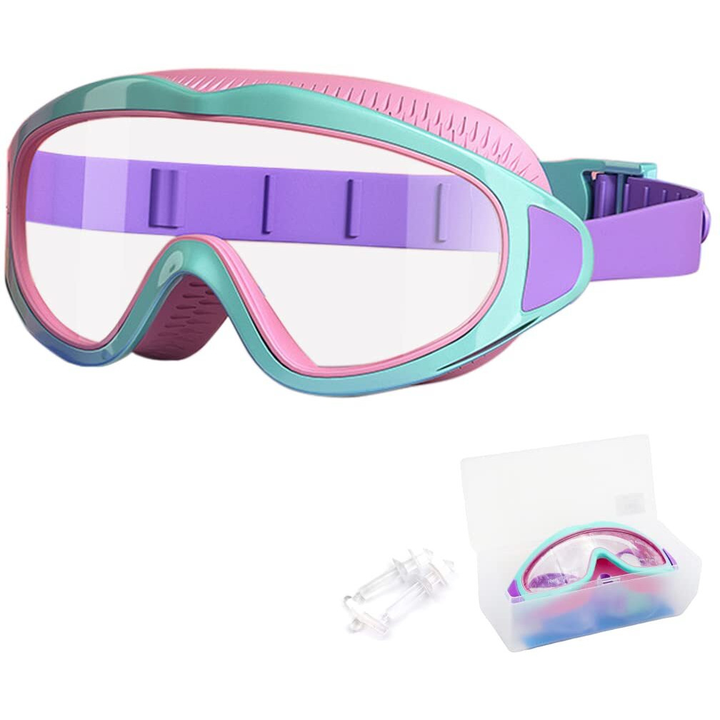 PROBEROS Swimming Goggles for Kids Big Frame Leakproof Swimming Goggles for Children Kids Swim Goggles with Anti Fog and UV Protection for Boys Girls for Age 2-16(Pink)