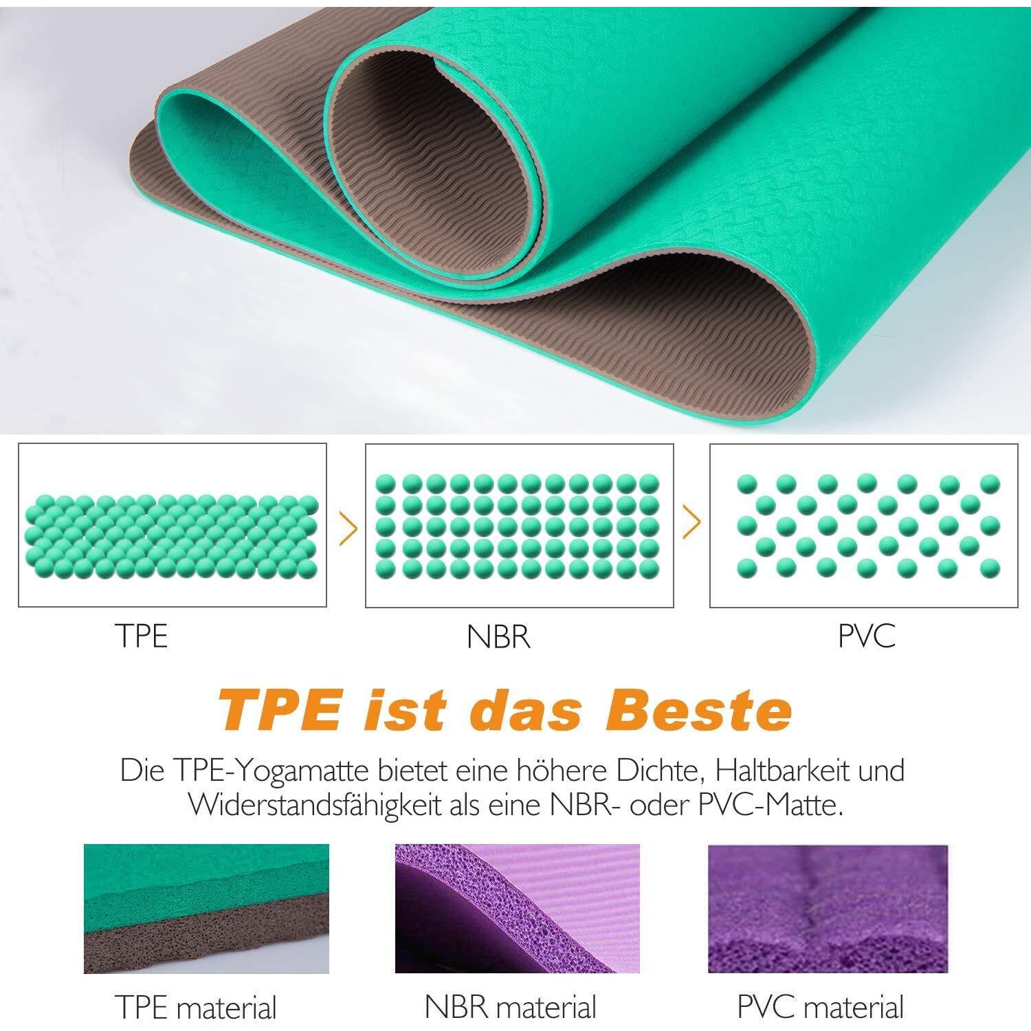 Bodylastics Yoga Mat for Men and Women with Carry Bag TPE 6ft x 2ft x 6mm Large Size Anti Slip & Anti Tear Workout Mat (Green/Black Mat Only)