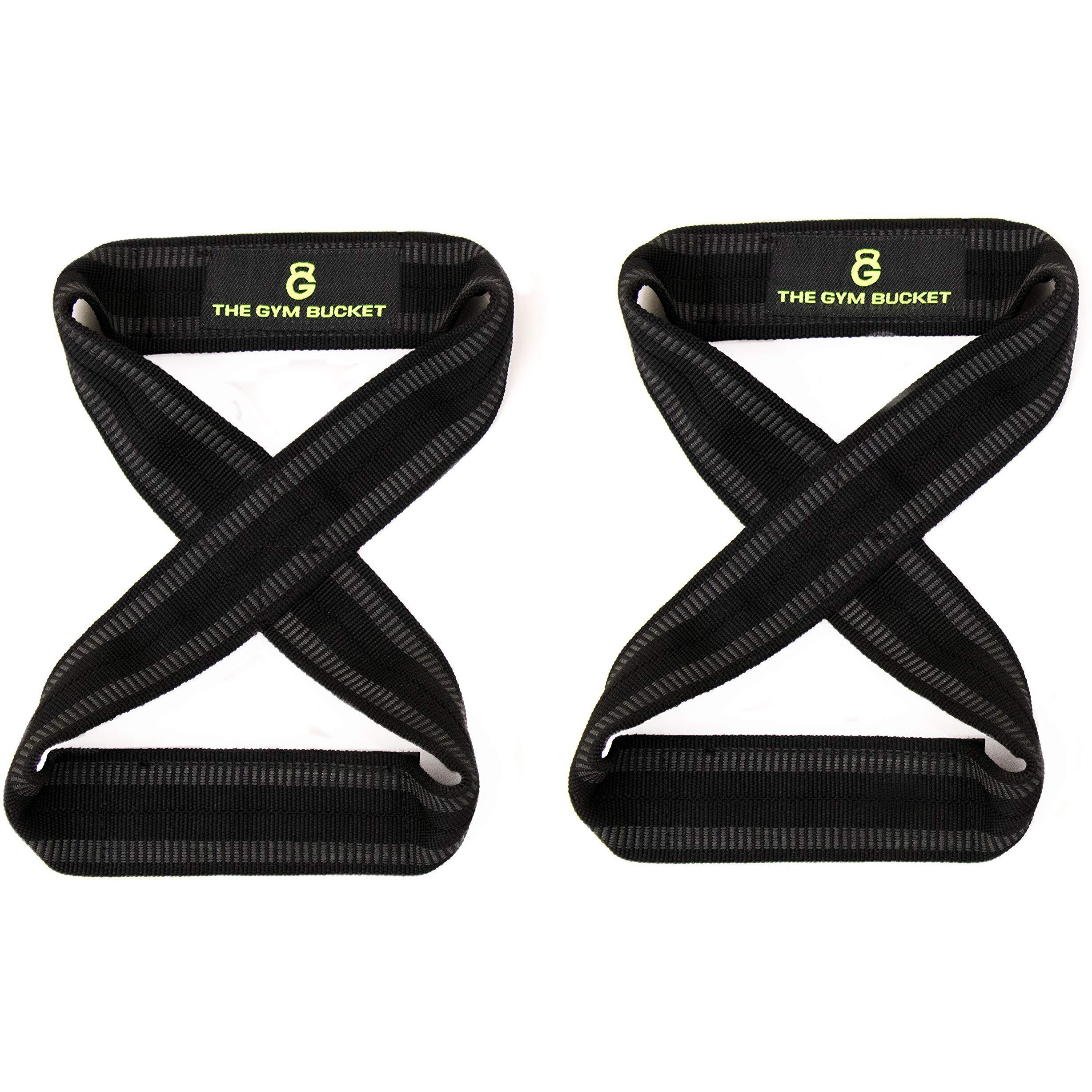 The Gym Bucket Non-Slip Weight Lifting Straps with Padded Cuff Wrist support for Gym Workout Deadlift Powerlifting and Fitness Strength Training (figure 8 straps, cotton straps, anti-skid straps)