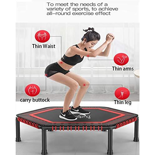 Dolphy 50  Hexagon Trampoline Rebounder Exercise Jumping Cardio Trainer, Covered Bungee Rope System for Adults/Kids/Indoor/Outdoor/Garden/Yoga Workout Fitness - Max Limit 100kg.