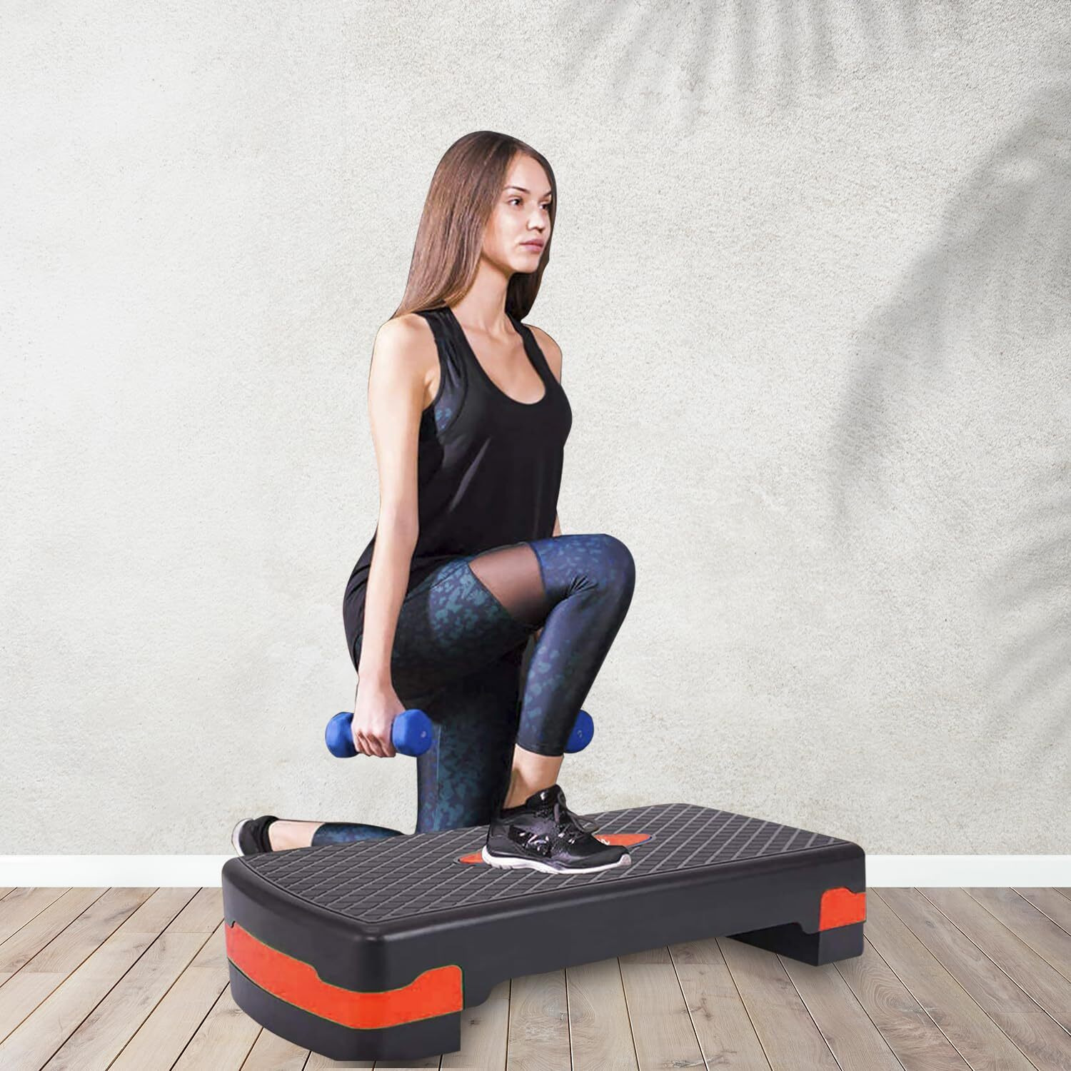 Wearslim Professional 2 Level Adjustable Aerobic Exercise Stepper, Non-Slip Textured Surface Workout Fitness Step Platform - Orange (4 to 6 )