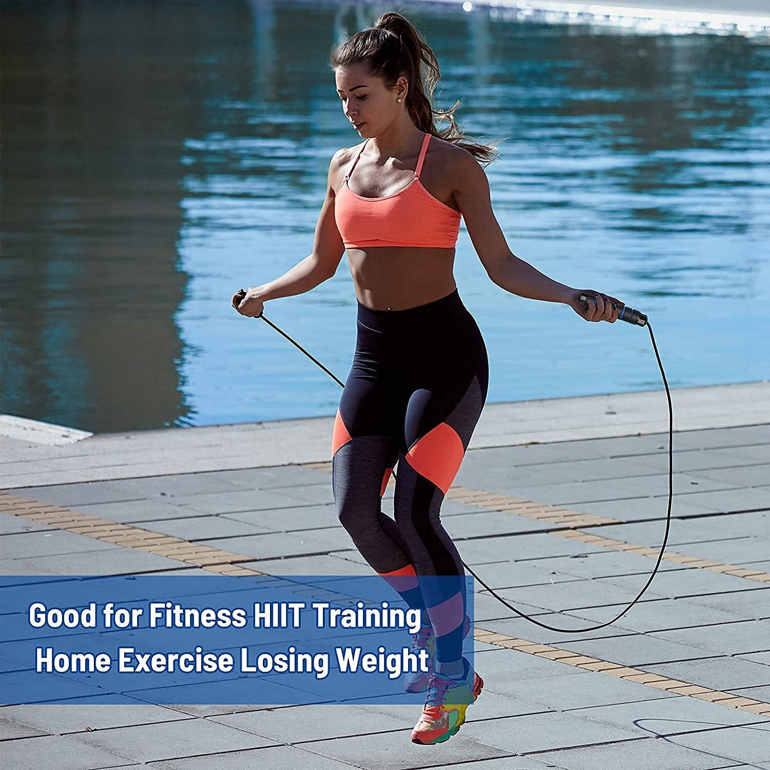 Wearslim Professional Skipping Rope with Ball Bearings Rapid Speed Jump Rope Cable and 6 Memory Foam Handles Ideal for Aerobic Exercise Like Speed Training, Extreme Jumping - Black & Blue