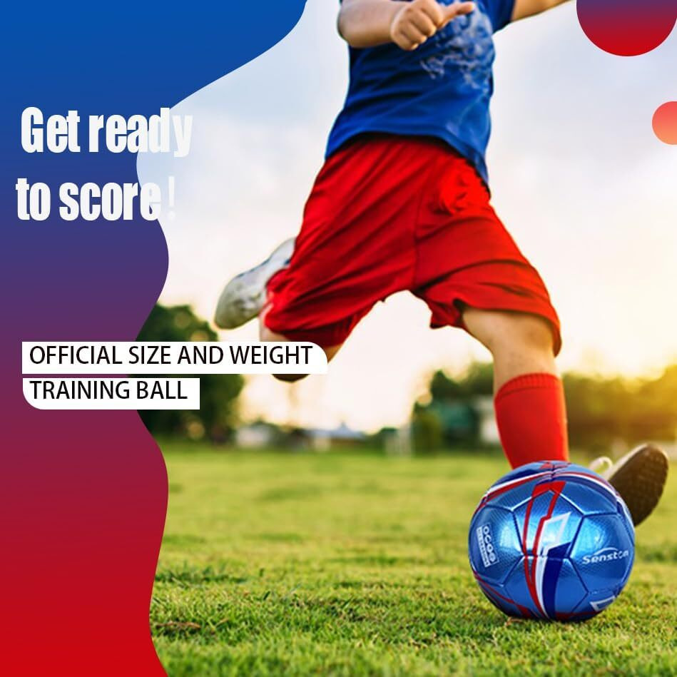 Senston Soccer Foot Ball Match Ball Official Training Football with Pump Size 5 Practice Ball for Men