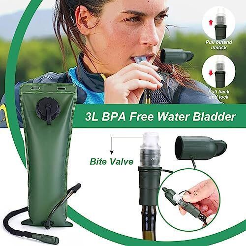 Optifit Hydration Pack Backpack with 3L Bladder, Tactical Water Bag for Hiking, Biking, Running, Walking