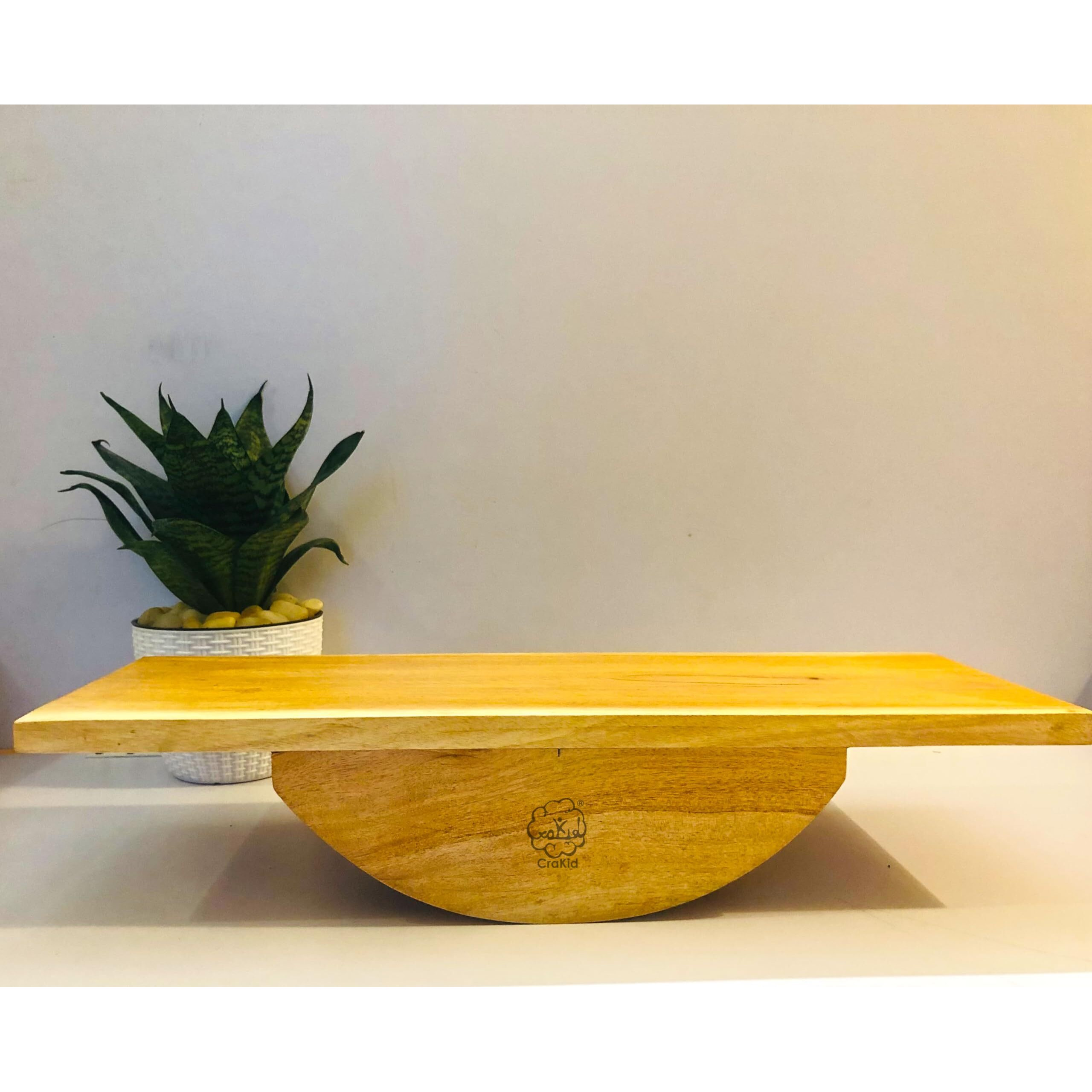 Wooden Balance Board | Gym Exercise | Kids balancing board | Natural Wood | 56 x 20 x 13 Centimeters