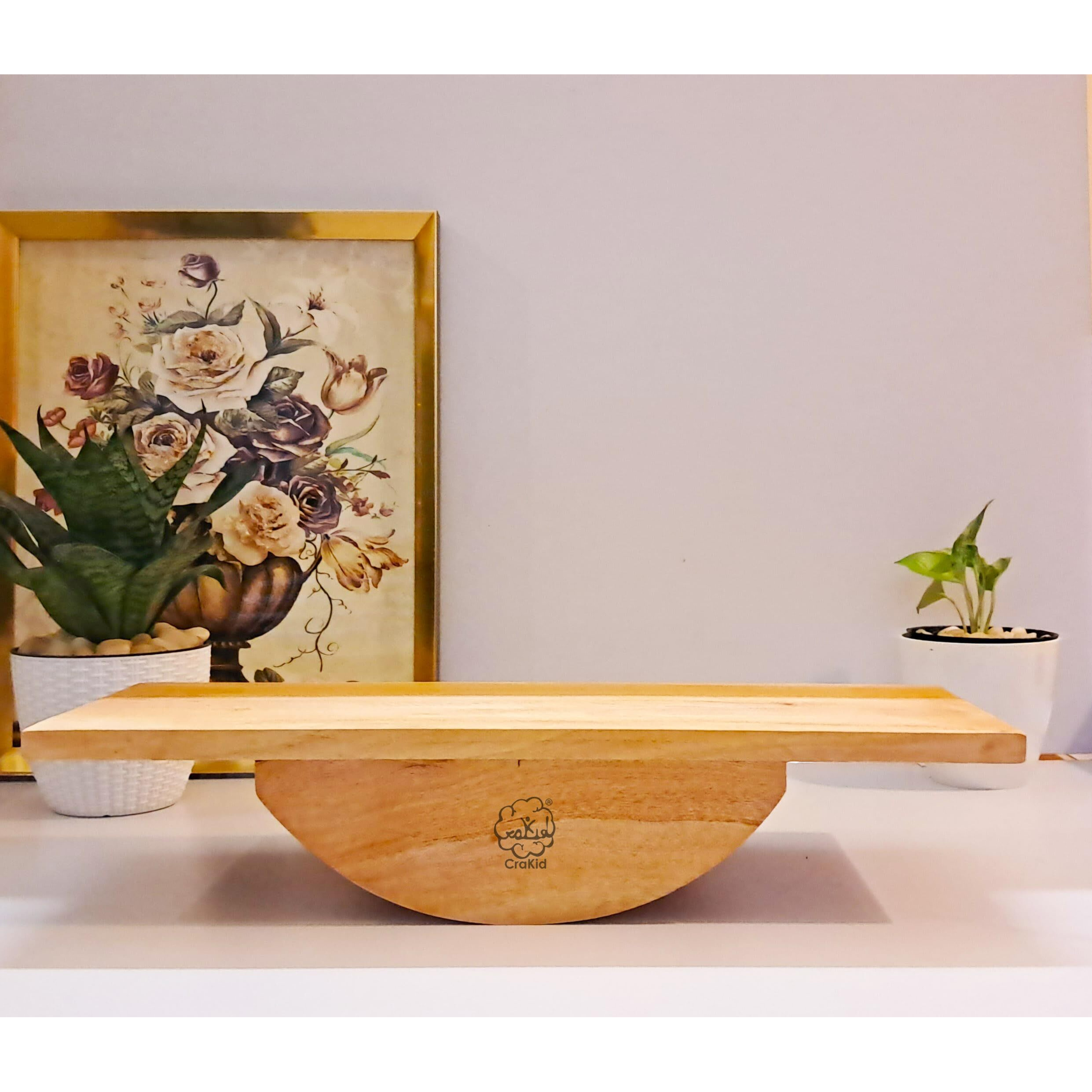 Wooden Balance Board | Gym Exercise | Kids balancing board | Natural Wood | 56 x 20 x 13 Centimeters