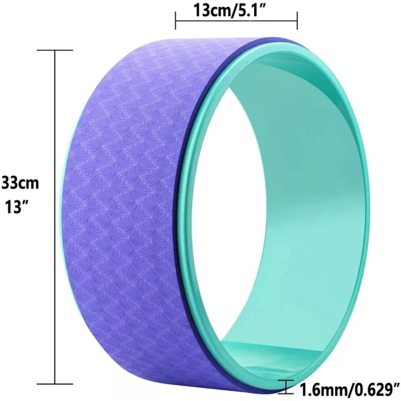 Bodylastics Yoga Wheel for Back Bends, Exercise, Stretching for Women and Men Fitness 13 Strong, Sweat Resistant & Eco-Friendly (13 Inch, Blue/Purple)