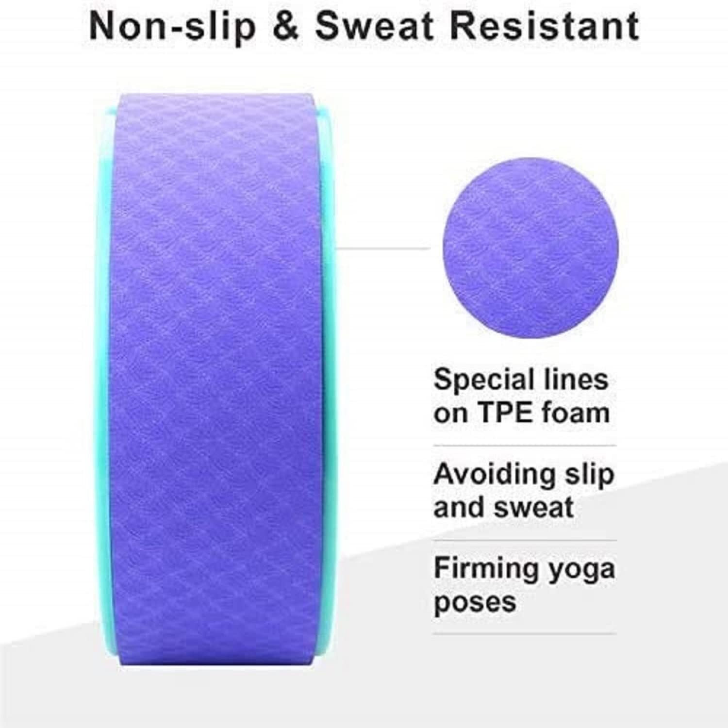 Bodylastics Yoga Wheel for Back Bends, Exercise, Stretching for Women and Men Fitness 13 Strong, Sweat Resistant & Eco-Friendly (13 Inch, Blue/Purple)