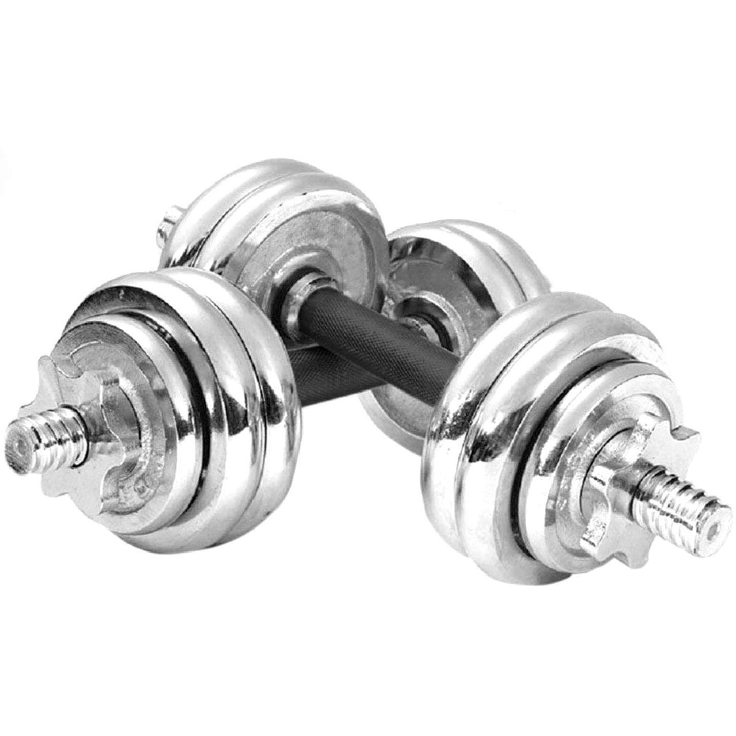 Dolphy Chrome Iron Adjustable Fitness Dumbbell Set for Home Gym Exercise (30 Kg)