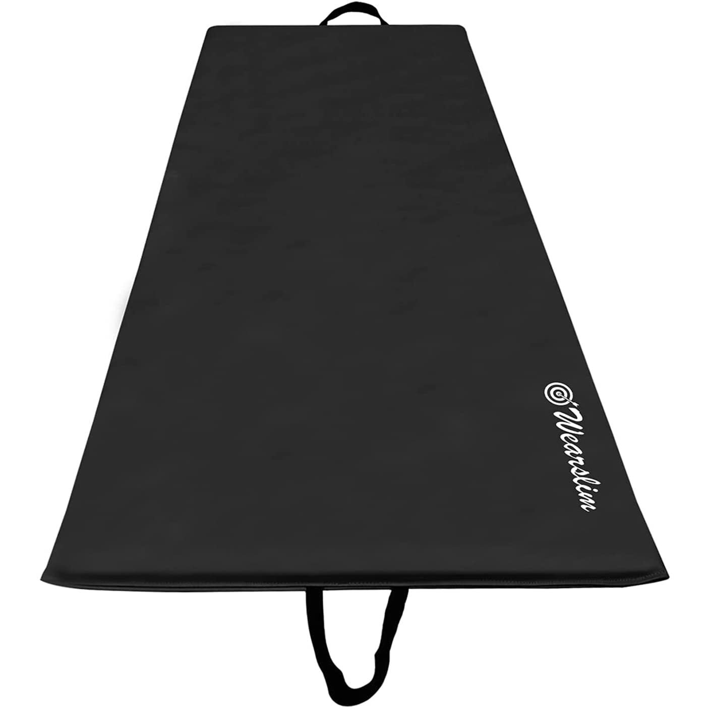 Wearslim Yoga Mat for Women, Men, Kids| Exercise Mat, Gym Mat for Home Workout| Foldable Yoga Mat, Anti-slip, Sweat Resistant, Unique Body Alignment Line System| 10mm thick PVC PU Leather Yoga Mat with Carry Bag| Exercise Mat for Home, Gym, Pilates, Core Strengthening Exercise & Meditation ( 175x67 CM, Black)