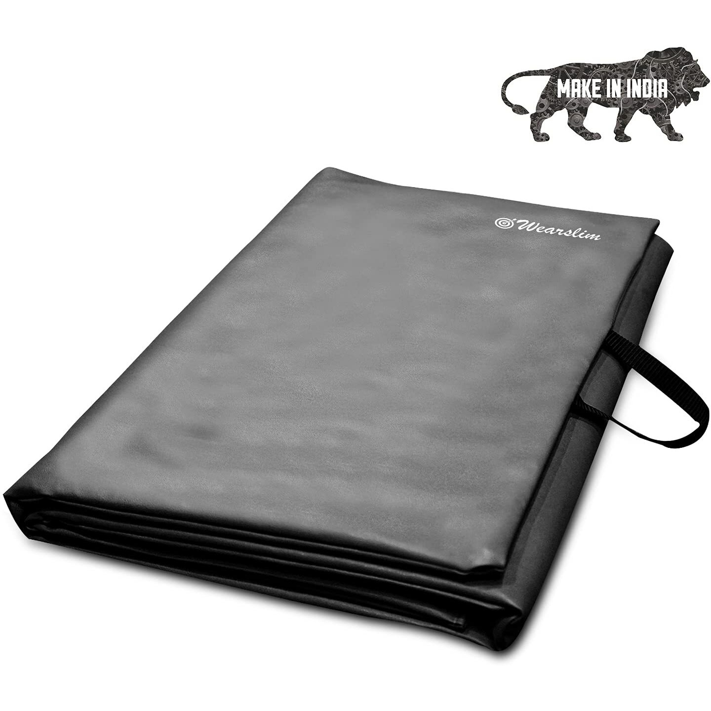 Wearslim Yoga Mat for Women, Men, Kids| Exercise Mat, Gym Mat for Home Workout| Foldable Yoga Mat, Anti-slip, Sweat Resistant, Unique Body Alignment Line System| 10mm thick PVC PU Leather Yoga Mat with Carry Bag| Exercise Mat for Home, Gym, Pilates, Core Strengthening Exercise & Meditation ( 175x67 CM, Black)