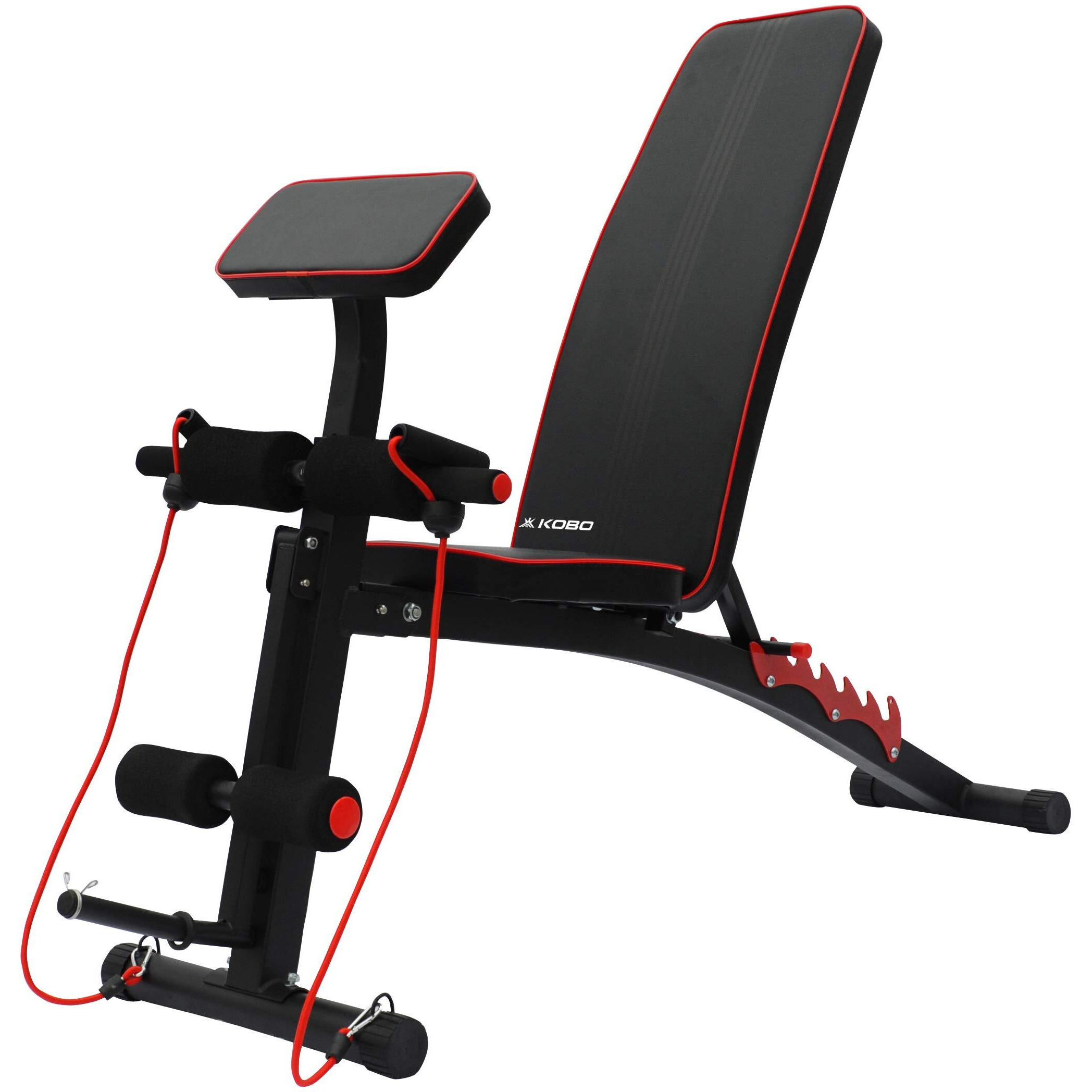 Kobo EB-1012 Steel Adjustable Dumbbell Bench(Decline/Upright) with Preacher Curl for Home Gym Imported (Black/Red) Weight Limit 110 Kg