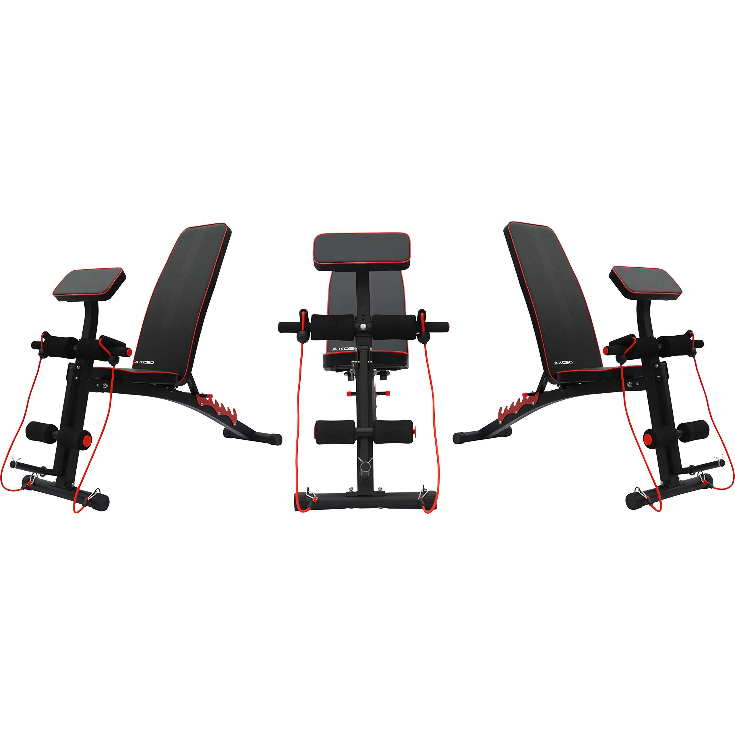 Kobo EB-1012 Steel Adjustable Dumbbell Bench(Decline/Upright) with Preacher Curl for Home Gym Imported (Black/Red) Weight Limit 110 Kg