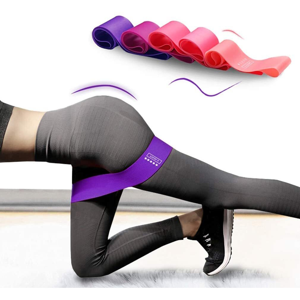 MVYNO Natural Rubber Xfyt Set of 5 Resistance Loop Exercise Bands With Carry Bag For Workouts Fitness Yoga Stretchable | Perfect For Toning & Home Gym Therabands (Pink)