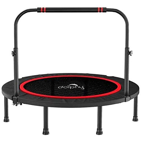 Dolphy Portable & Foldable Trampoline - 40  in-Home Mini Rebounder with Adjustable Handrail, Fitness Body Exercise for Kids Adults Indoor/Garden Workout Max Load 80kg.
