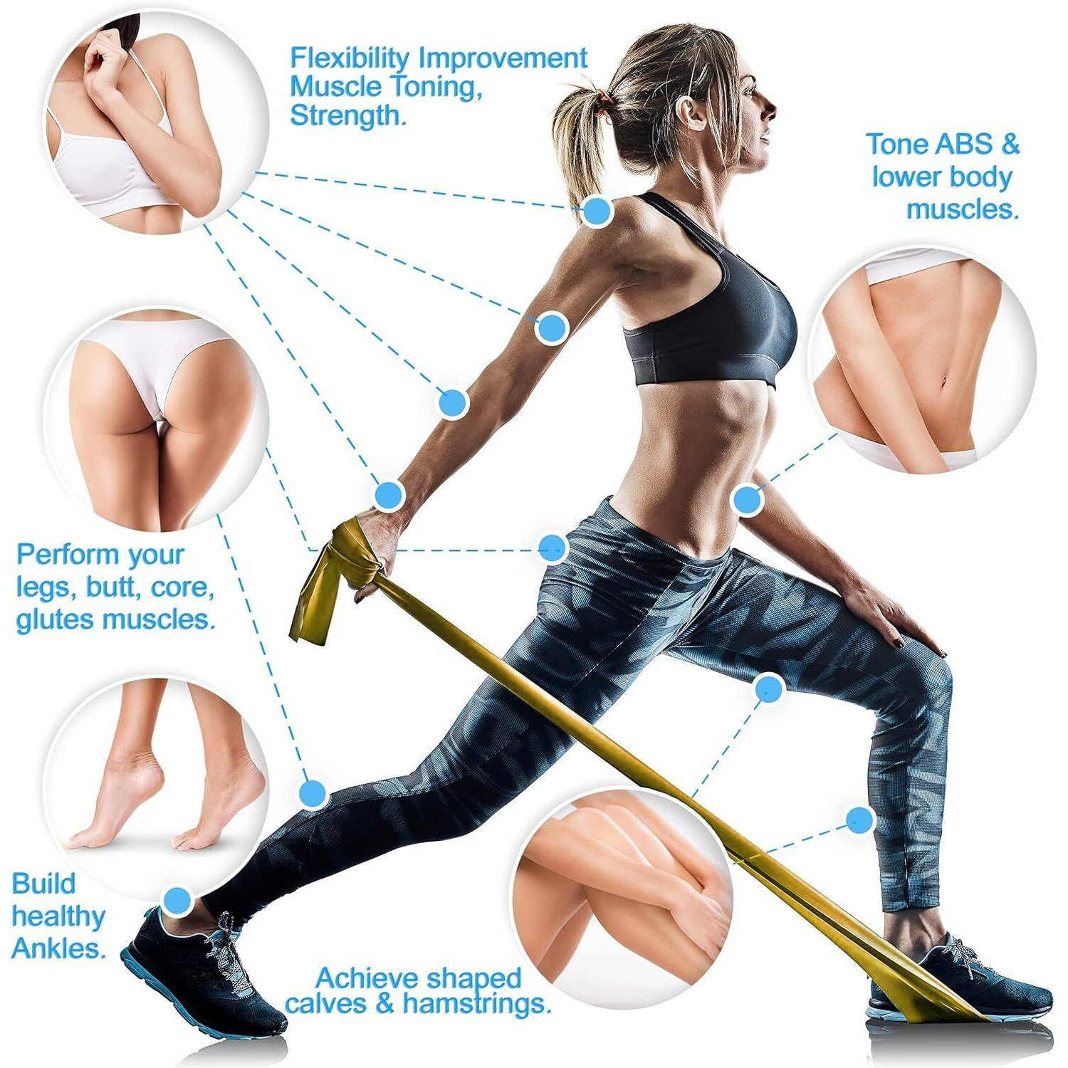 FirstFit Resistance Loop Bands | Elastic Exercise Band Set | Best Resistant Workout Loops for Booty, Glute, Leg & Thigh Exercising (1.5 Meter Yellow), Natural Rubber