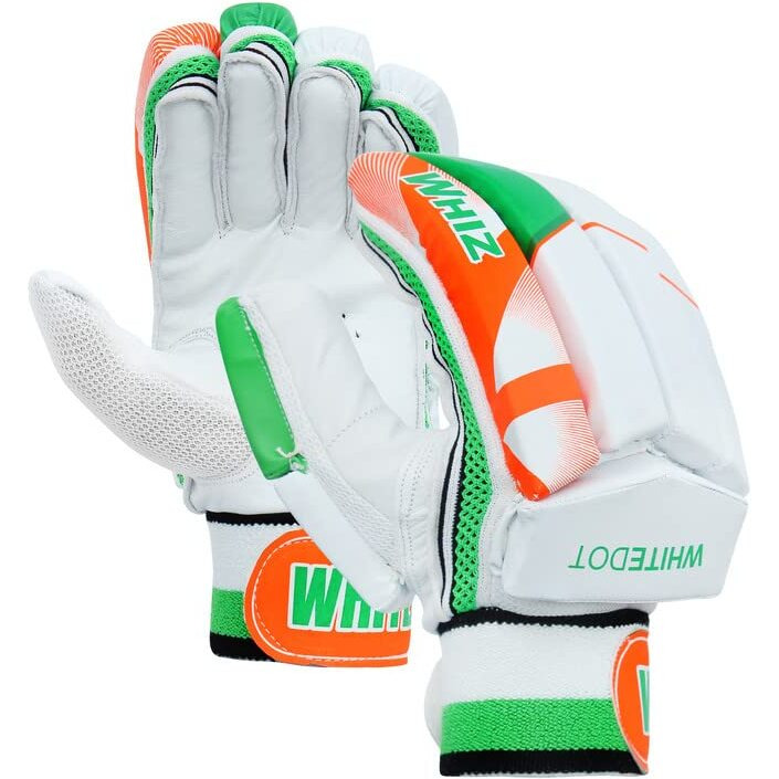Whitedot Whiz Leather Cricket Batting Gloves, Multicolor, Suitable for Beginner and Intermediate Players, Boys RH