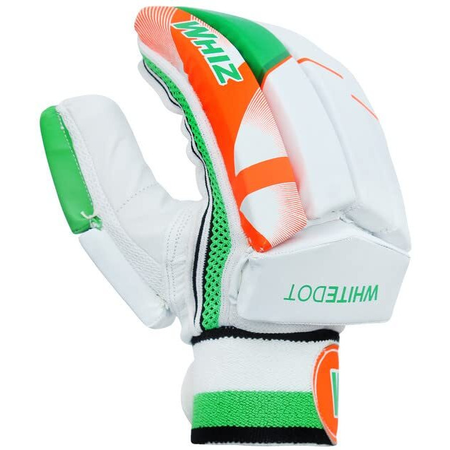 Whitedot Whiz Leather Cricket Batting Gloves, Multicolor, Suitable for Beginner and Intermediate Players, Boys RH
