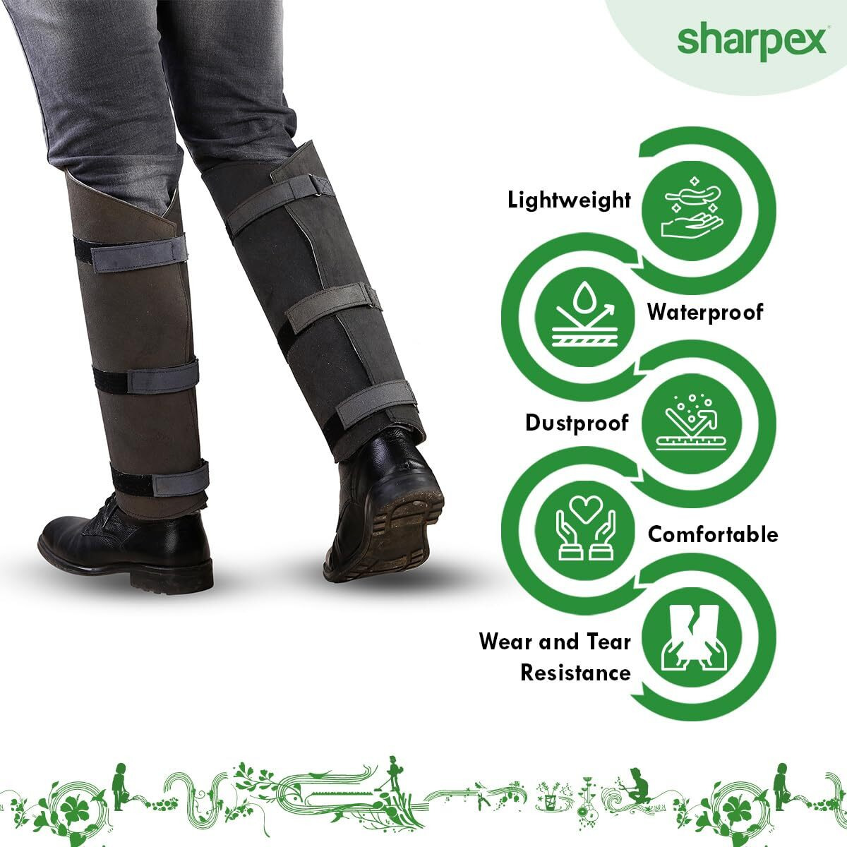 Sharpex Snake Gaiters, Durable Snake Leg Guards for Men & Women | Waterproof Snake Bite Protection for Lower Legs | Adjustable Snake Proof Gaiters for Hiking and Farm Working