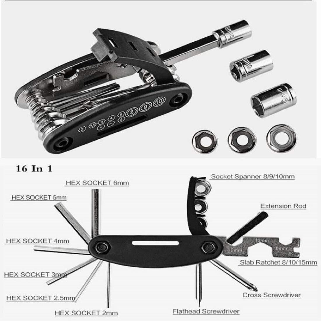 Afpin Aluminium Wrench 15 In 1 Cycle Tool Kit Multi-Purpose Mountain Cycle Repair Tool Kit Allen Key Spoke Cycle Tool Kit Set All Cycle