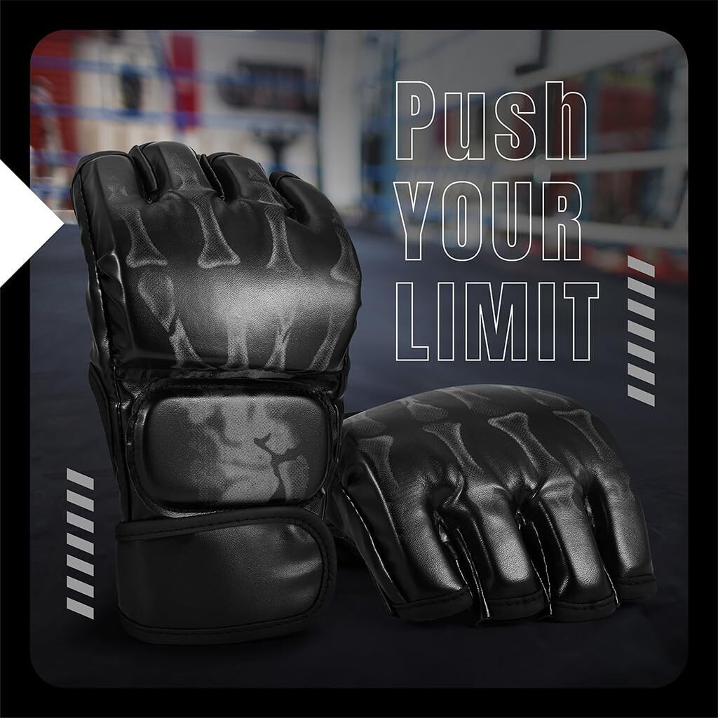 Optifit Boxing Gloves for Adult PU MMA Gloves with Wrist Wrap Fingerless Boxing Gloves EVA Foam Insert Sport Gloves for Boxing, Muay Thai and Sparring Sessions