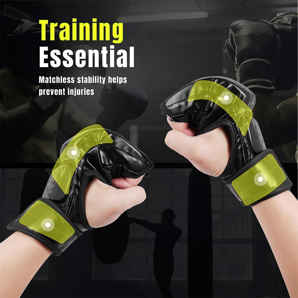 Optifit Boxing Gloves for Adult PU MMA Gloves with Wrist Wrap Fingerless Boxing Gloves EVA Foam Insert Sport Gloves for Boxing, Muay Thai and Sparring Sessions