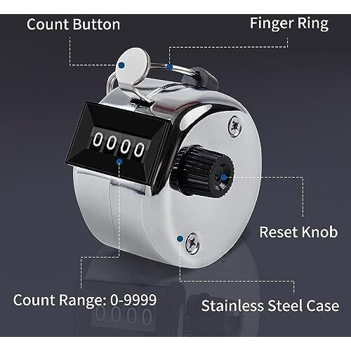 AFPIN- jaap Counter - Metal Hand - Tally Counter -with 4 Digit Display- Clicker Counter | Jaap mala Counter | mala jaap Counter | Tasbeeh Misbaha Counter - for naam jaap