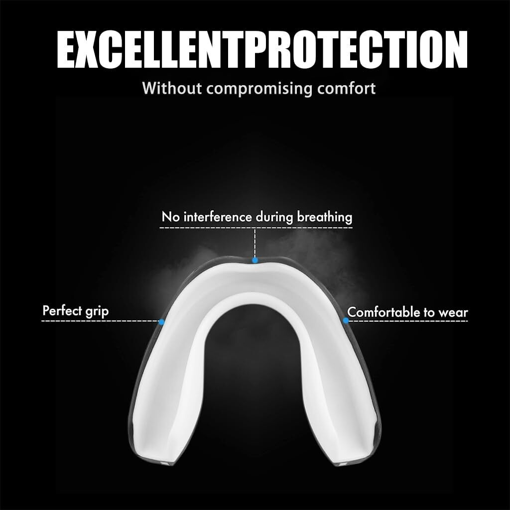 Proberos Sports Mouth Guard, Mouthguard Teeth Guard High-density Moulded Mouthguard, Professional Sports Mouthguards for Boxing, Football, MMA, and More. Teeth Protect Sports Accessories (Black)