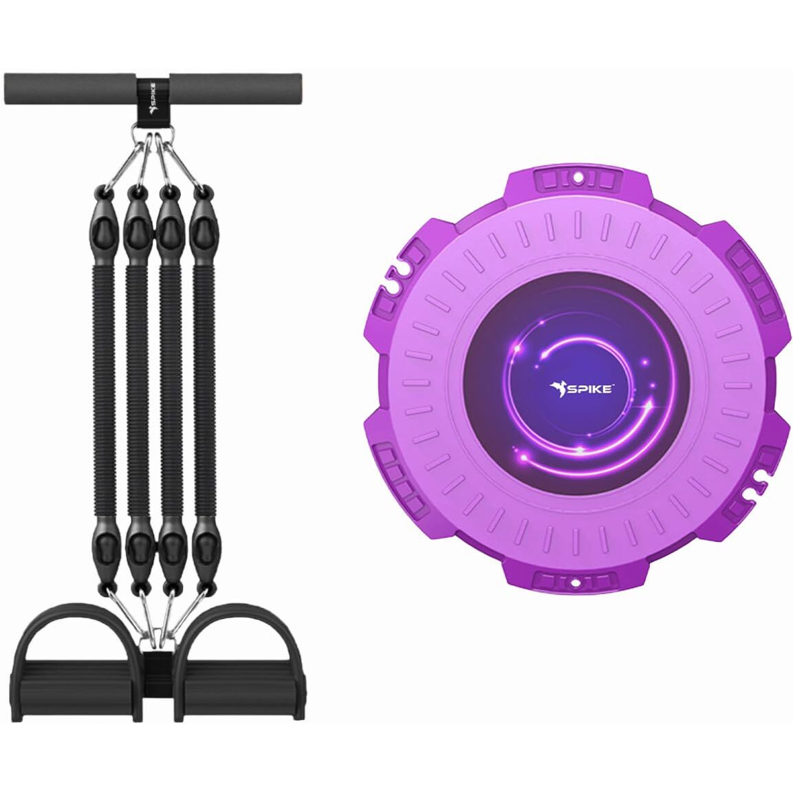 Spike Pro Tummy Trimmer 1 Set Four-Tube Pull Rope Elastic Sit up Rope Abdomen Leg Exerciser Sit up Home Exercise (Spike Pro Tummy Trimmer + Spike Tummy Twister)