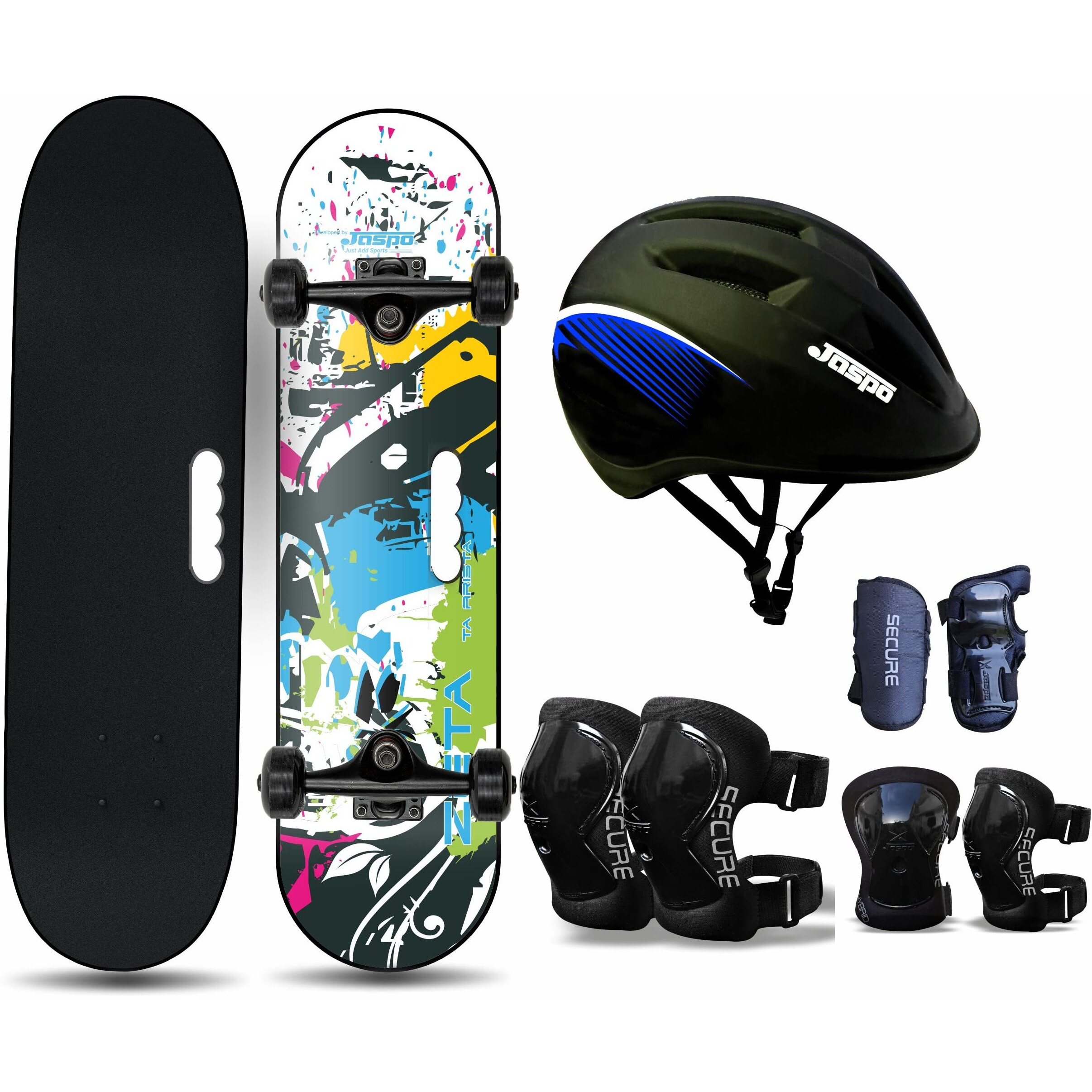 Jaspo Dragon Fire Pro Medium Skateboard Combo (24 * 6 ) (Skateboard+Helmet+Elbow+Knee+Wrist) (for Age Group 7 Years and Above)