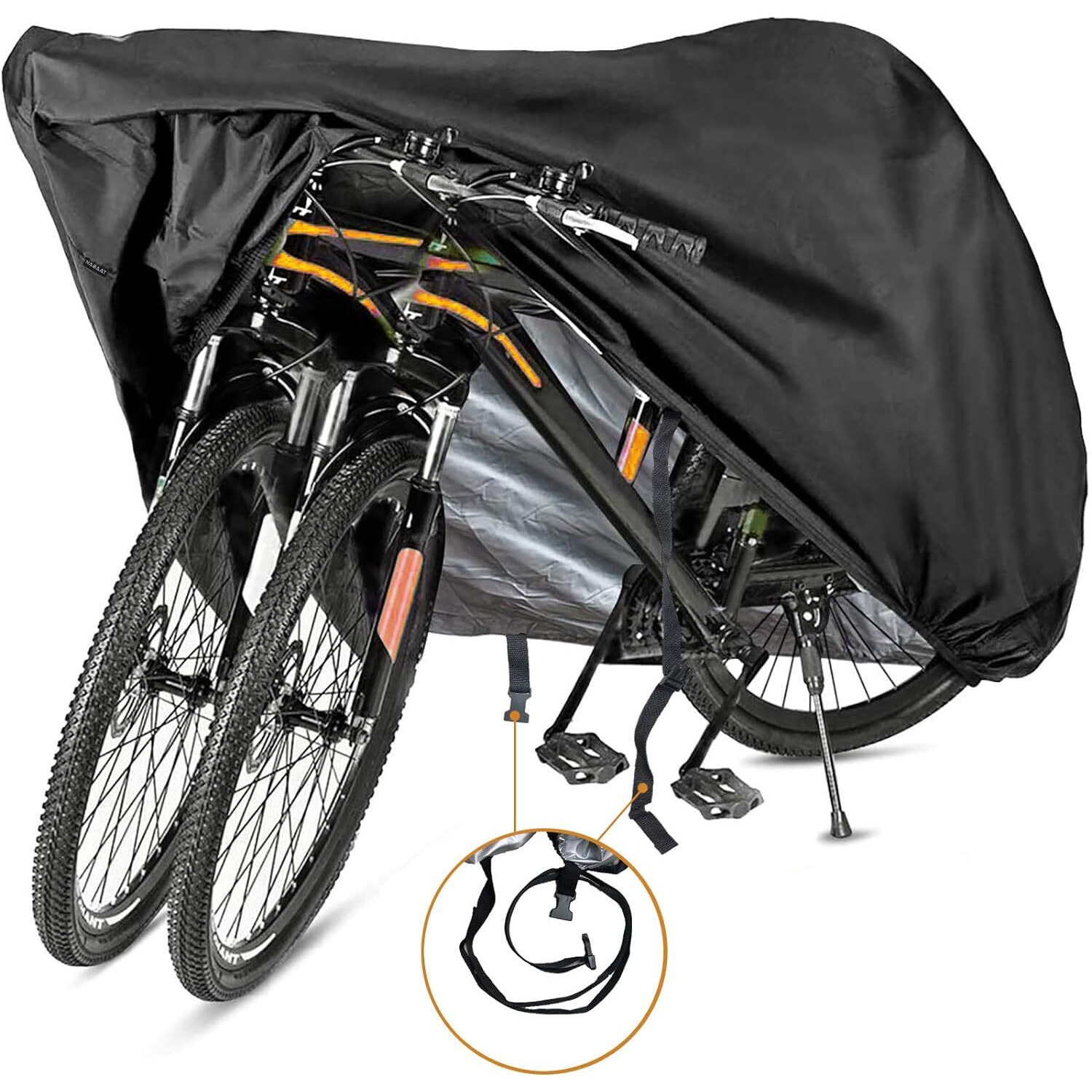 NABAAT Universal Bicycle Cover for 2 or 3 Cycles Waterproof Outdoor Rain/ Sun/ Snow/ Corrosion Protection (Black)